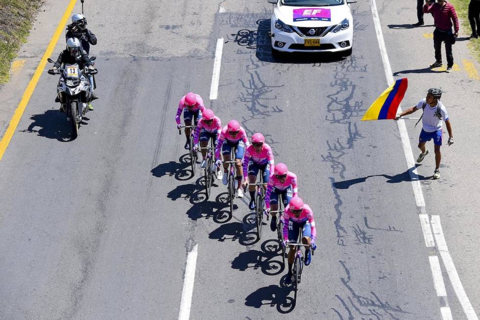 SOLID SEIER: EF Procycling knuste de andre lagene på åpningsetappen av Tour Columbia. Foto: Cor Vos. ef procycling