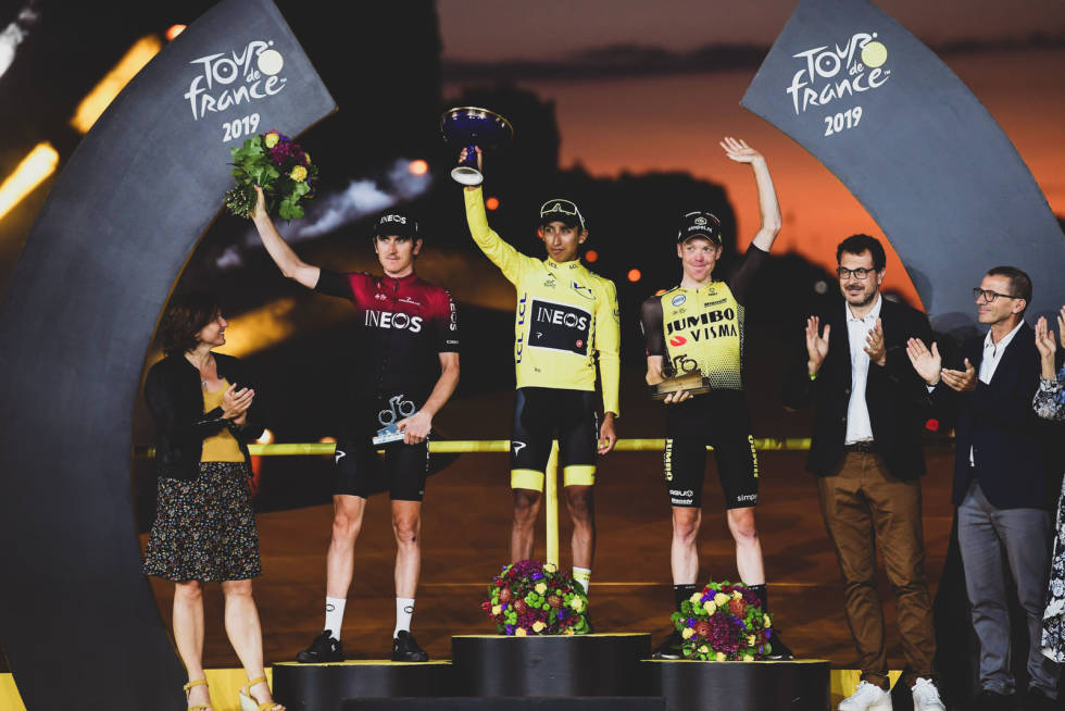 FARLIG DUO: Steven Kruijswijk måtte i fjor bryne seg på både Bernal og Geraint Thomas. I år kan Froome gjøre det enda vanskeligere å komme på pallen. Foto: Cor Vos. egan bernal og geraint thomas på podiet i tour de france