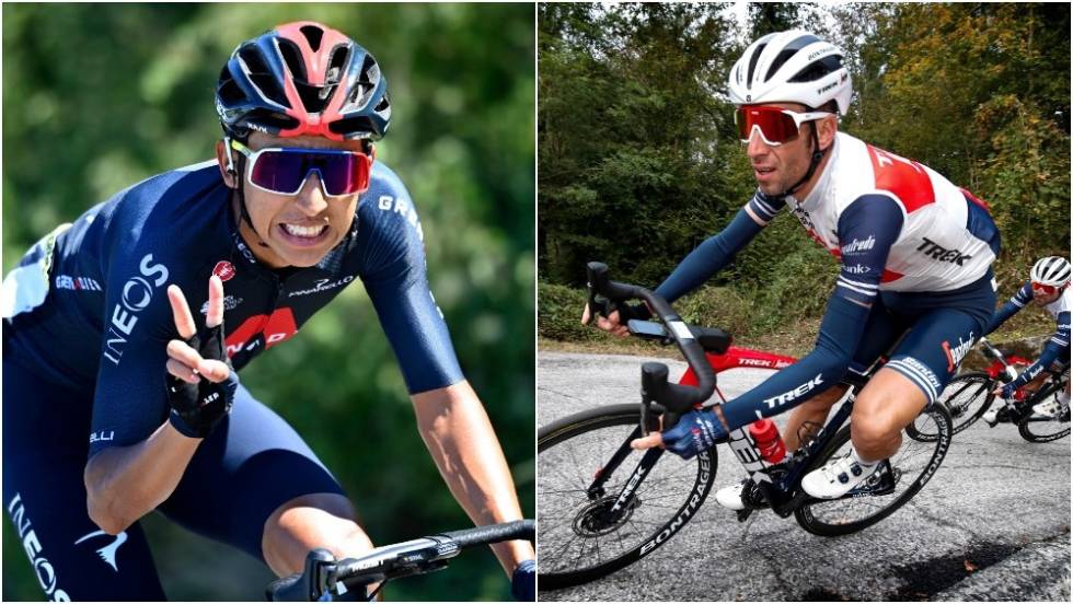 TOUR DE FRANCE-VINNERE: Egan Bernal og Vincenzo Nibali. Foto: Cor Vos egan bernal-vincenzo nibali-etoile de besseges