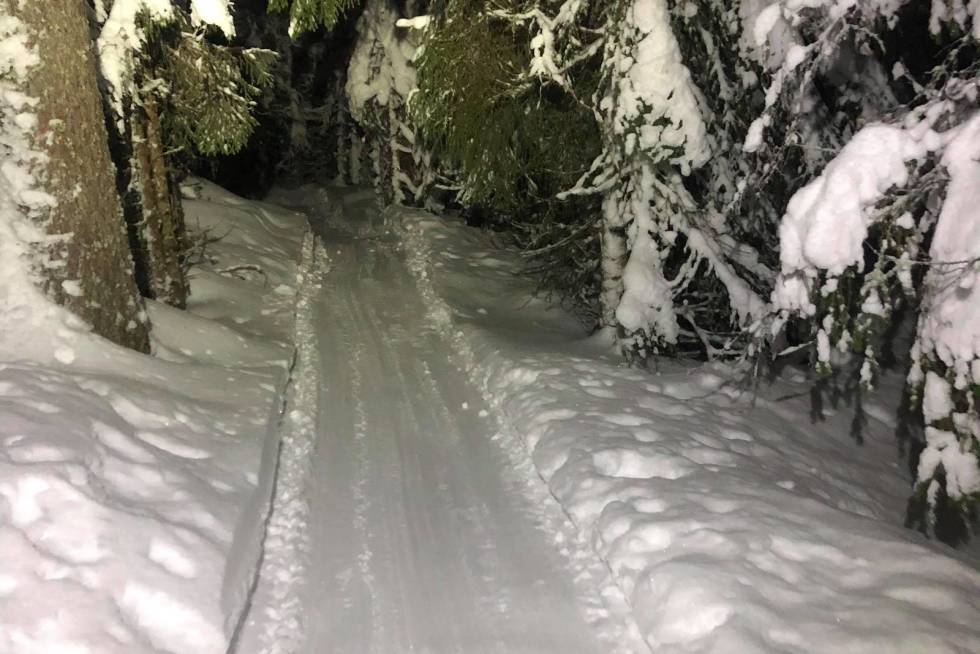 Ved inngangen til juleferien er det strøkne fatbikeforhold i Lillehammer. Foto: Snorre Pedersen Fatbikeløyper Lillehammer