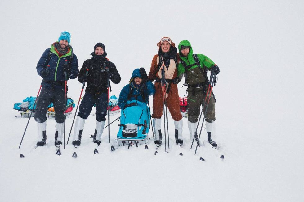 GRØNLANDSLAGET: Even Meisterplass, Rune Kinserdal, Tord Are Meisterplass, Carl Christian Sole Semb og Andreas Fagerhaug Dalen. Fjellski-Grønland-3