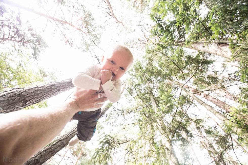 I høyden: Emil Noddeland storkoser seg på flyvetur i skogen ved Franchard Cuisinière. Foto: Ida Noddeland Fontainebleau-Tur-med-barn-9