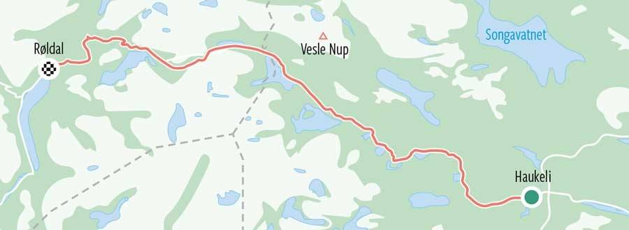 Gamle Haukelveg, rute Gamle-Haukeliveg-landevei-kart