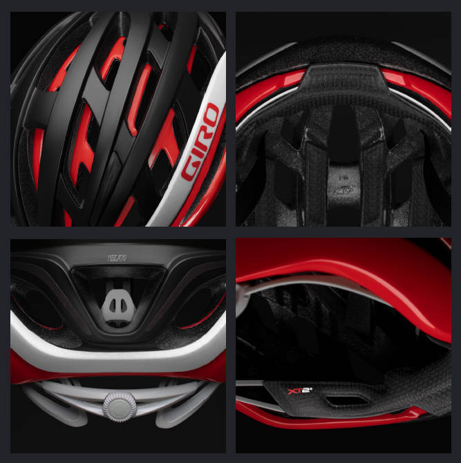 SVETTELAPP: Legg merke til detaljen under pannen. Den kan vi like. Giro-helios-spherical-gravel-road-helmet-details