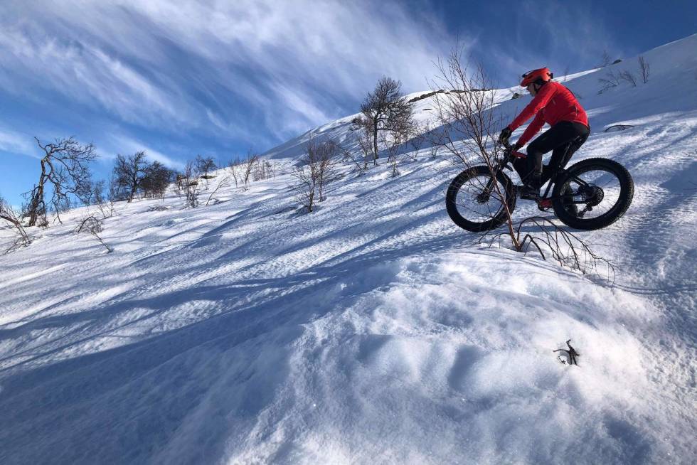 SKAREFØRE: På tirsdagens tur gikk det radig i alle typer terreng. Foto: Gøran Strand Blavik Fatbike Haukeli