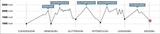 Høydekurve for Høgruta i Jotunheimen