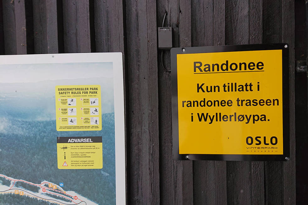 Det er tydelig markert at man kan kun gå i den oppmerkede traseen i Wyller. Foto: Erlend Sande hva-er-randonee-crop1280