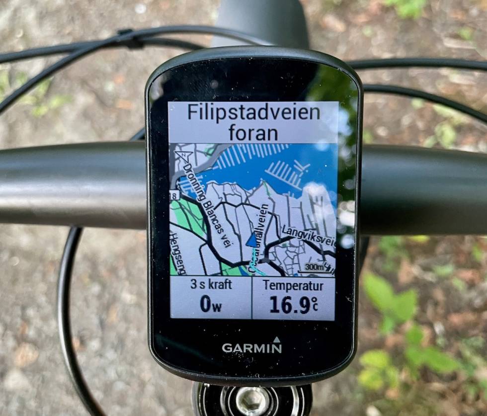 TYDELIG KART: Garmin Edge 530 har kart med tydelig kontrast og mange farger. Garmin Edge 530