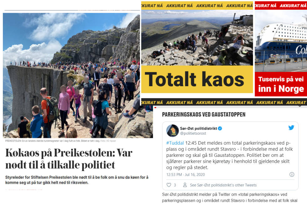 Det er totalt kaos i verden akkurat nå, ifølge VG og Dagbladet. Foto: Skjermdump 16. Juli kaosfoto VG