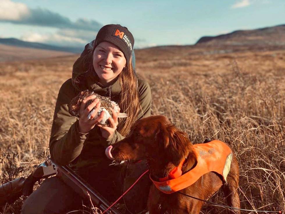 @lovisejuliussen: Så stolt over lille Fauna som begynn å bi jakthund #nonstopdogwear #irsksetter #7mnd #rypejakt #jentersomjakter #jentermedfuglehund #fuglehund #aclima #pointingdog #enjegererfødt #faunaofscandinavia #minfuglehund lovisejuliussen
