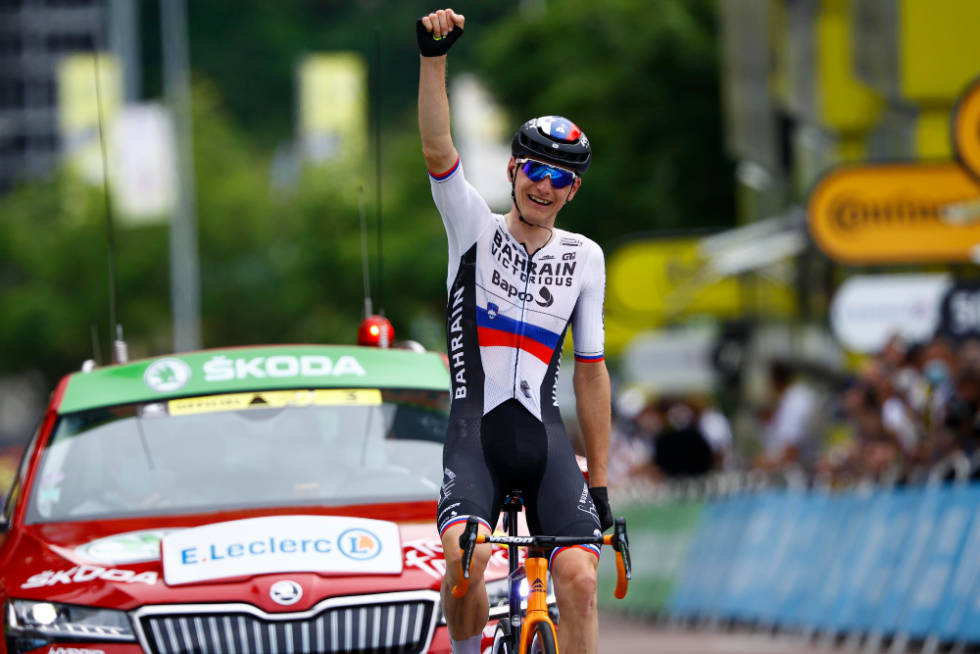 VANT: Matej Mohoric tok karrierens største triumf. Foto: Cor Vos matej mohoric, tour de france