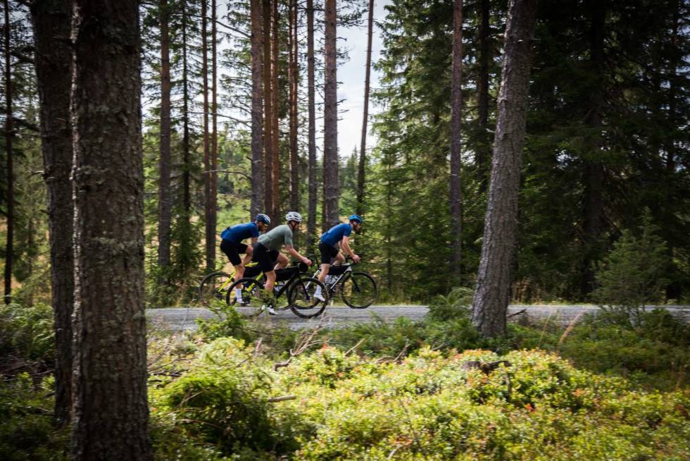 JAGING: Feltet på veie gjennom skogene på Totenåsen. MSR Bikepackinglores-6