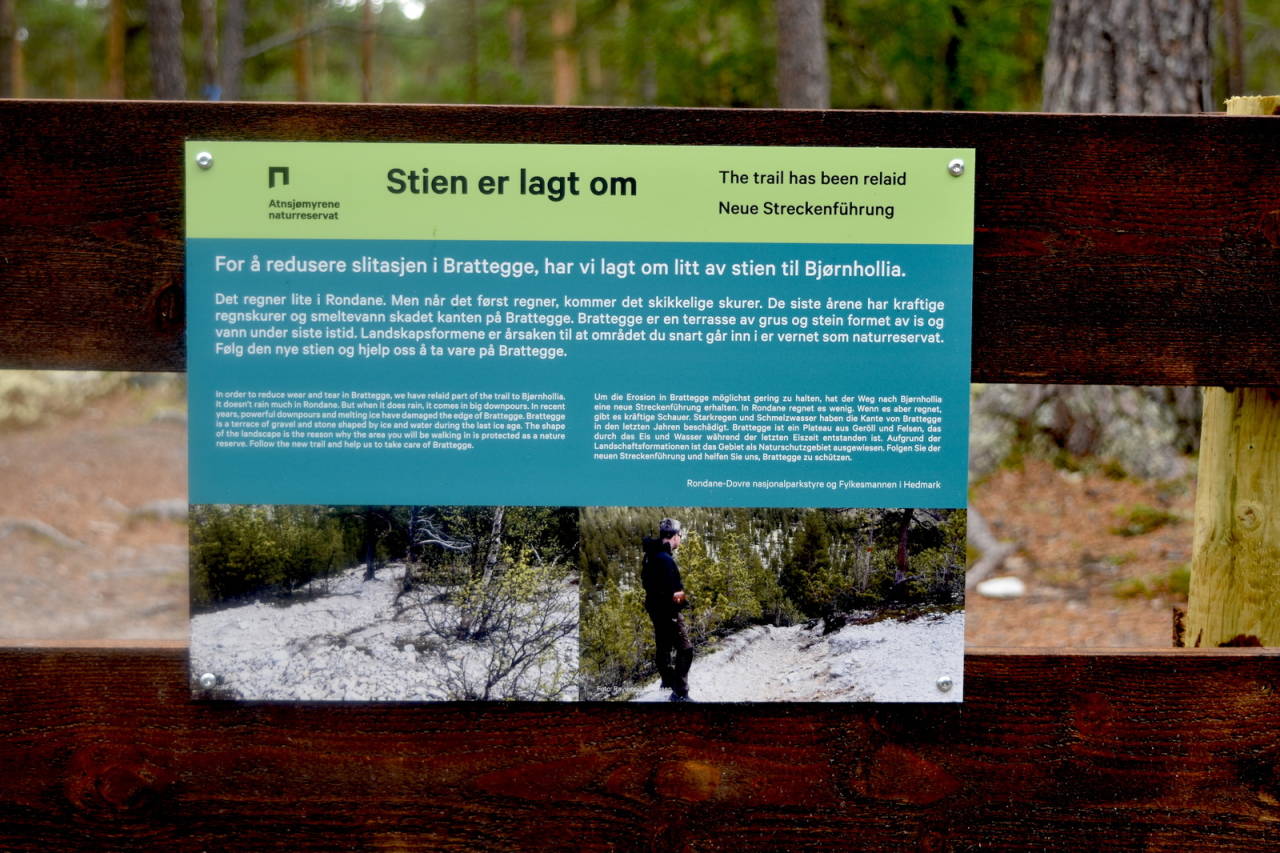 STRAUMBU: Dersom ferdselen fører til uopprettelig skade på naturverdier er det et fornuftig tiltak å legge om stien til områder som er mindre sårbare. I tillegg kan det være aktuelt med naturrestaurering på de slitte områdene. Foto: NINA naturrestaurering i rondane