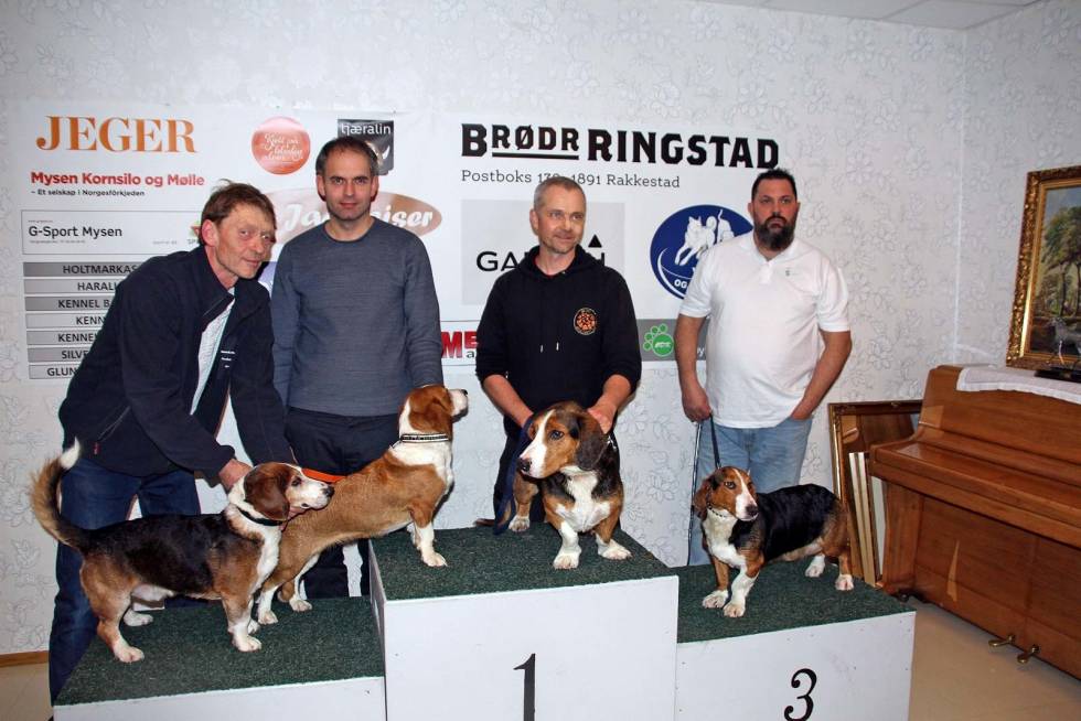Rødt, hvitt og blått: Det norske laget besto av Jørn Aamand, David Bakke, Tommy Andersen og Ronny Engen. Teamet ble ledet av laglederne Kim Alund og Atle Nerland. Nordisk-mesterskap-hundeutstilling-4