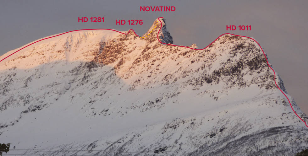 Novatinden 1211 moh fra Toppturer i Harstad Novatinden-Evenes-Skånland-med-rute-3