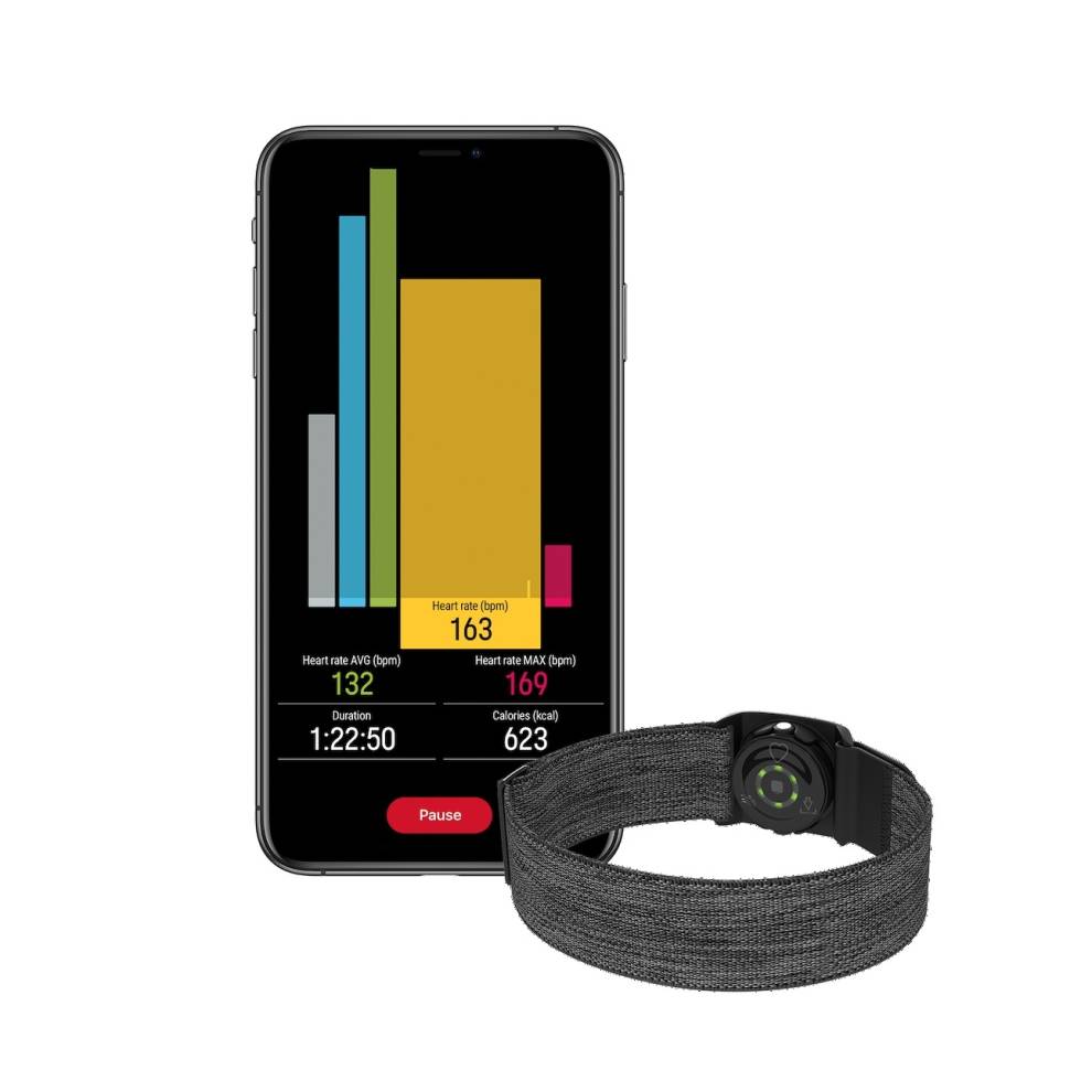 MED APP: Du kan pare sensoren med Polars egen app, eller bruke en annen tredjeparts app som Strava. Foto: Polar Polar Verity Sense