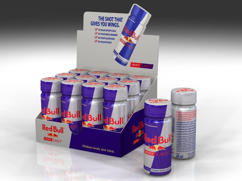 BOOST: Konsntrert Red Bull i shot-format. Lignende produkter lages av utallige produsenter, og er ikke uvanlig å bruke blant proffer og amatører. Foto: Red Bull. redbull_shot_main