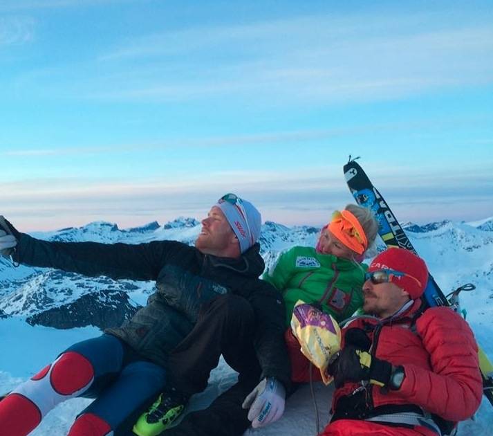 HØGRUTA: Meg, Lars Erik Skjervheim og Martin Andersen gjennomførte våren 2015 Høgruta i Jotunheimen på 18 timar og 29 minutt. Tida hadde aldri vore mogeleg med tyngre utstyr! rekord på høgruta