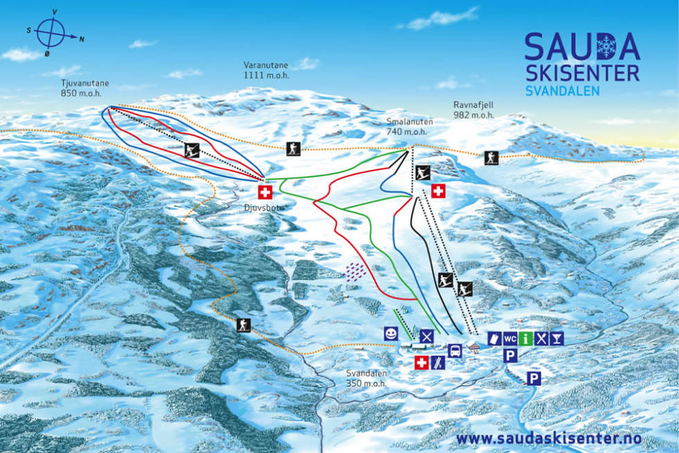 I Sauda får du mange høydemeter og mye terreng. Sauda skisenter svandalen sauda alpinsenter haugesund røldal stavanger alpint snowboard fri flyt guide snowboard ski freeride