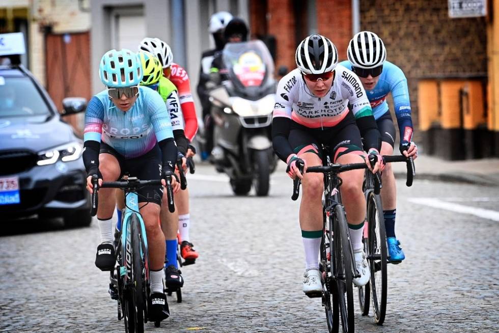RASK AVSLUTNING: Emilie Moberg gjorde en fin figur i Flandern rundt, og har nok den hvasseste avslutningen av de norske rytterne. Foto: Cor Vos scheldeprijs emilie moberg 2021