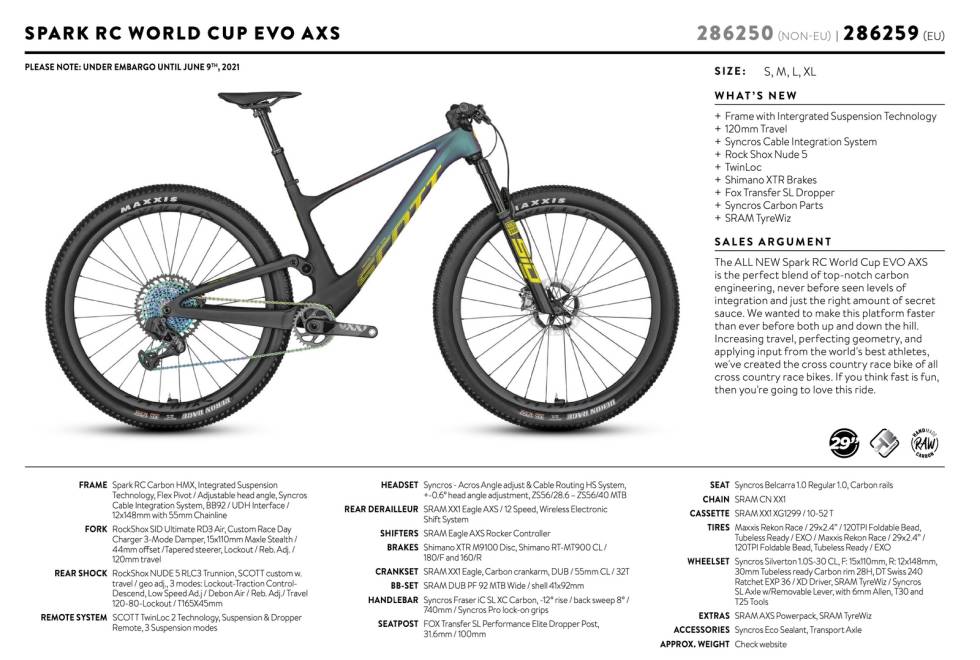 SCHURTERS SLEDE: Toppmodellen av nye Scott Spark koster 160 000 kroner. Verdenscupversjonen her «bare» 119 900 kroner. Scott Spark 2021