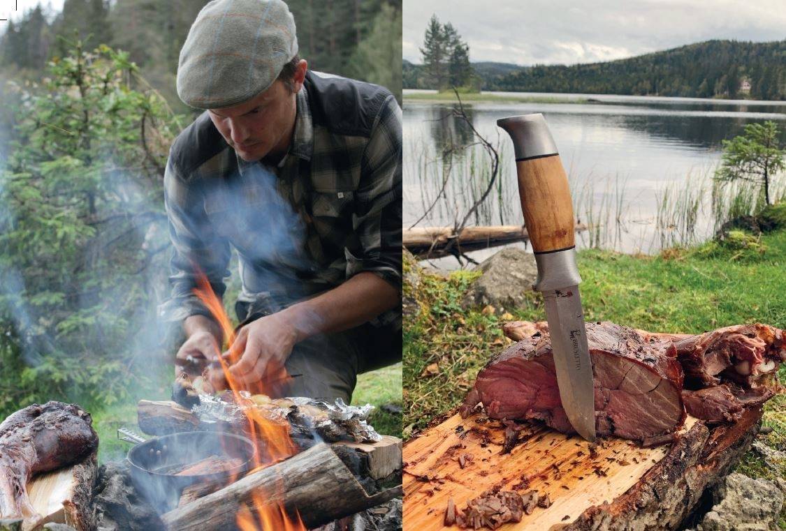 NOE GODT PÅ GANG: Det er mye godt du kan lage på tur, enten på bål eller primus. Foto: Nina Volstad selvplukket sopp lammeskank ute turmat finere mat på tur
