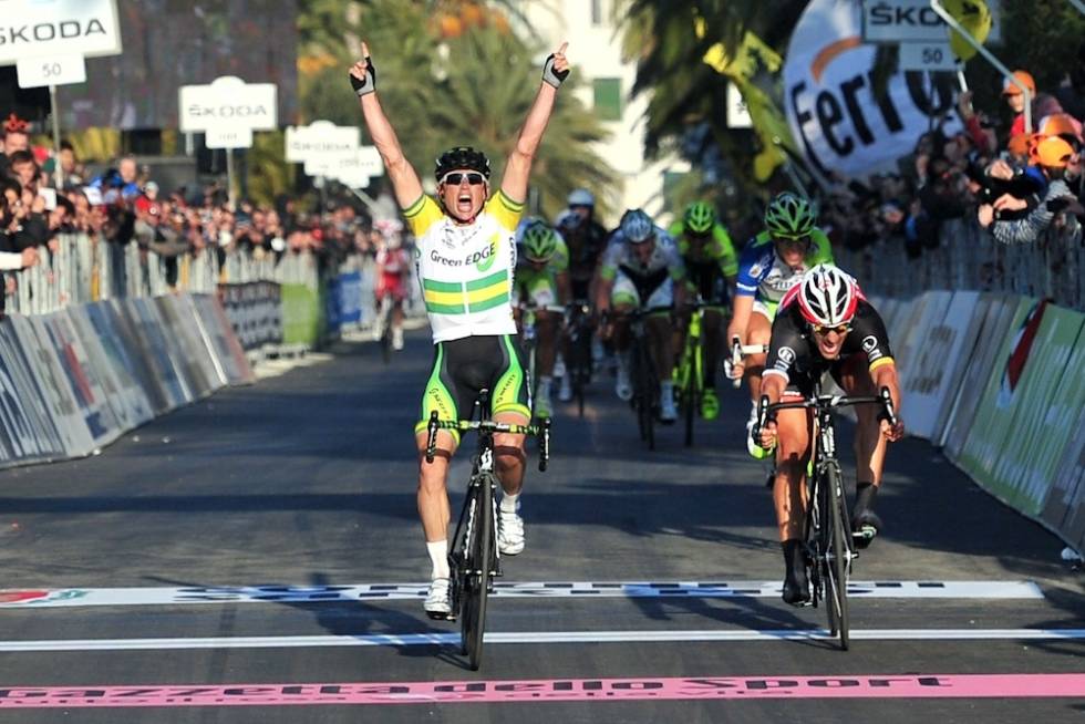 LA PRIMAVERA: Simon Gerrans vant Milano-Sanremo etter å ha slått Fabian Cancellara i spurten. Foto: Cor Vos. simon gerrans
