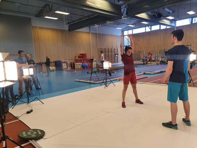 FILMINNSPILLING: Fra produksjonen av videoene som ligger på Skadefri.no. Foto: NKF Skadefri klatring