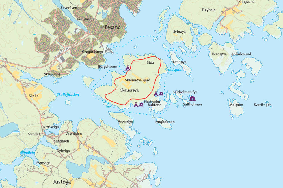 Kart for turen Skauerøya kart