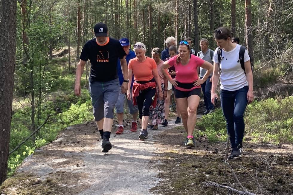VIL SAMARBEIDE: Både Skiforeningen og NOTS Oslo er positive til å samarbeide om ulike prosjekter i Marka i framtida der det er naturlig. Foto: NOTS Oslo Skiforeningen på befaring i Pioneren
