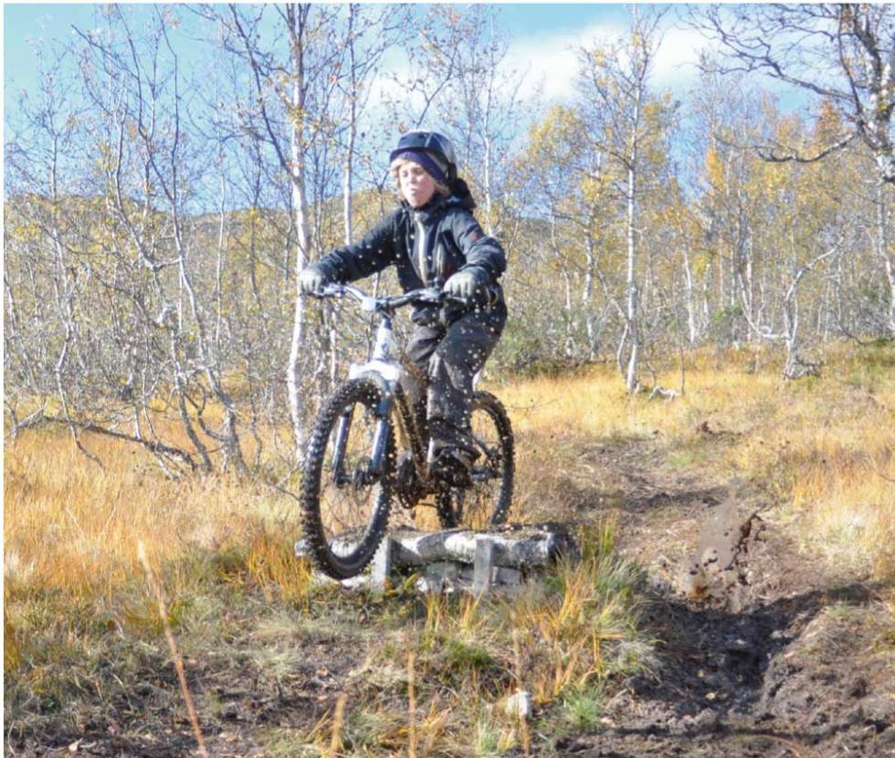Alpinbakken er nå åpnet for downhillsyklister, som kan ta heisen opp og sette utfor i preparerte sykkelløyper. Her er Edgar 11 på full fart ned. Foto: Torolf Kroglund Sommer-Hovden-Fjelltur-Torolf-Kroglund-3