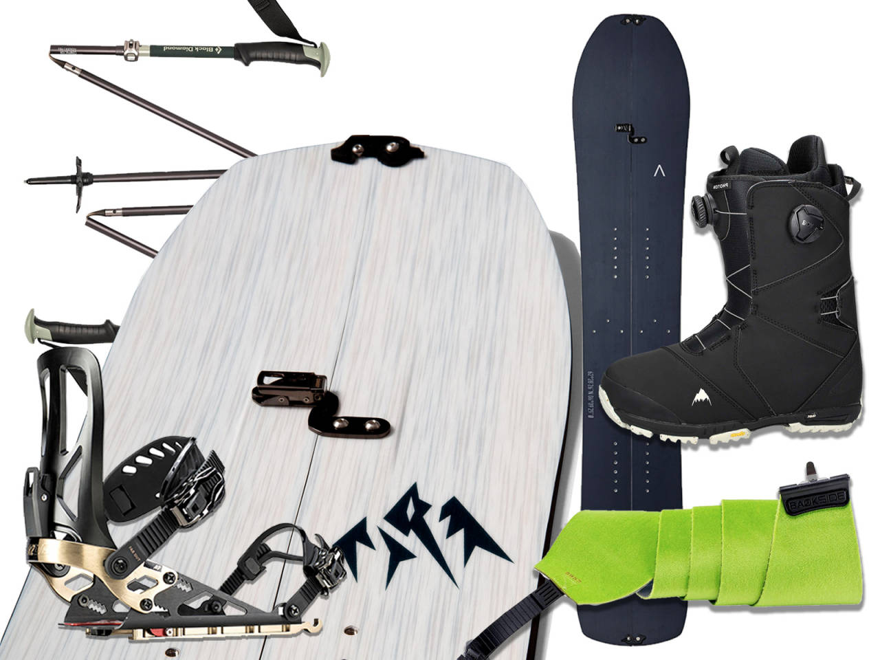 OPPSETTET: Staver og feller er alt som er helt nytt for en som allerede driver med snowboarding. utstyr til splitboarding