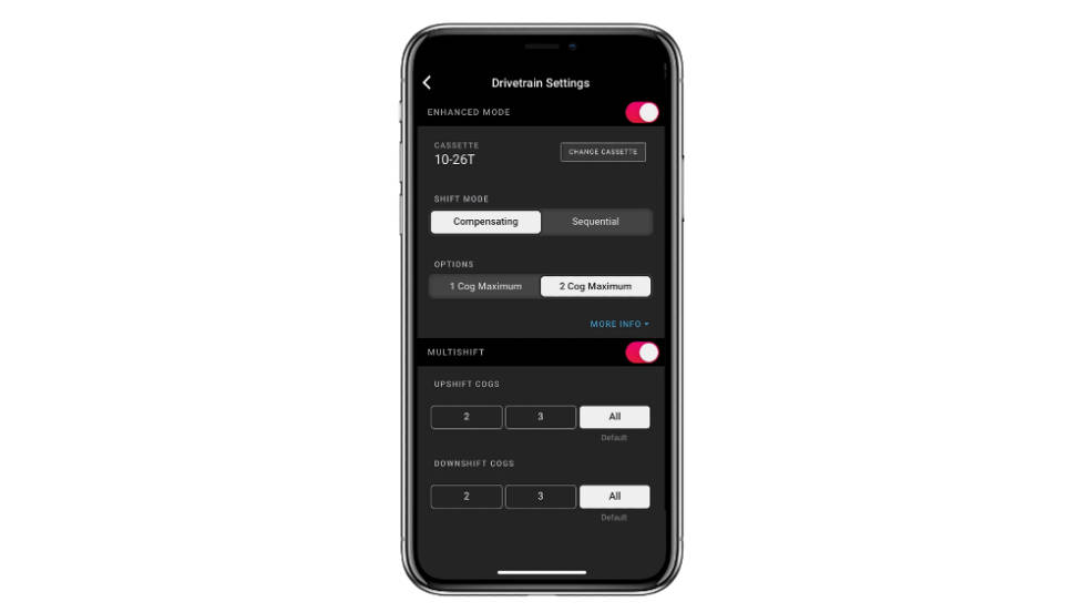 SKREDDERSY: I SRAMs app kan du tilpasse girskiftene slik du ønsker. Foto: SRAM sram etap axs app 2