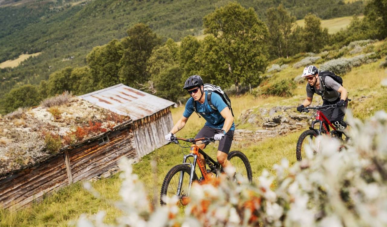 TYPISK: På Oppdal går ofte turen forbi en setervoll eller to. Foto: Magnus Furset stisykling oppdal