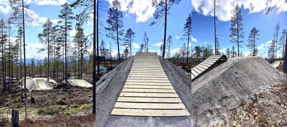 HOPP! Hopplinjer er på plass for dem som vil øve på å ha luft under hjulene. Foto: Simen Heie. stisykling turufjell hallingdal