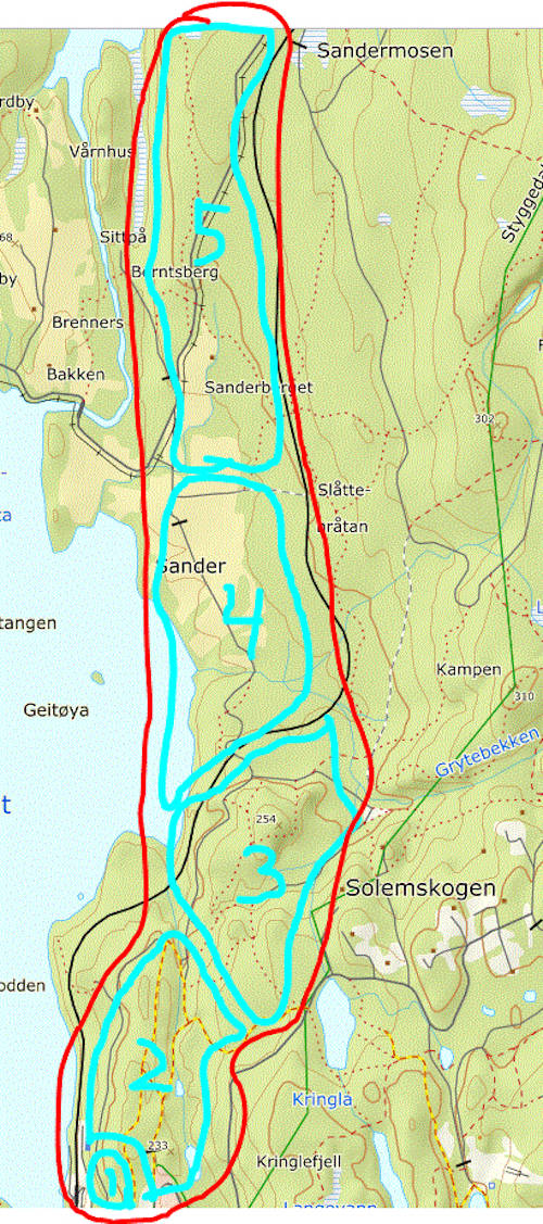 Dette er områdene som NOTS og Rye vil utvikle og tilrettelegge for stisykling. NOTS og Rye vil bygge Stisykkelanlegg i Lillomarka
