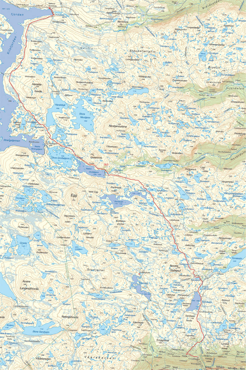 Kart for turen Sykkeltur til Kalhovd Rauland Telemark Guide