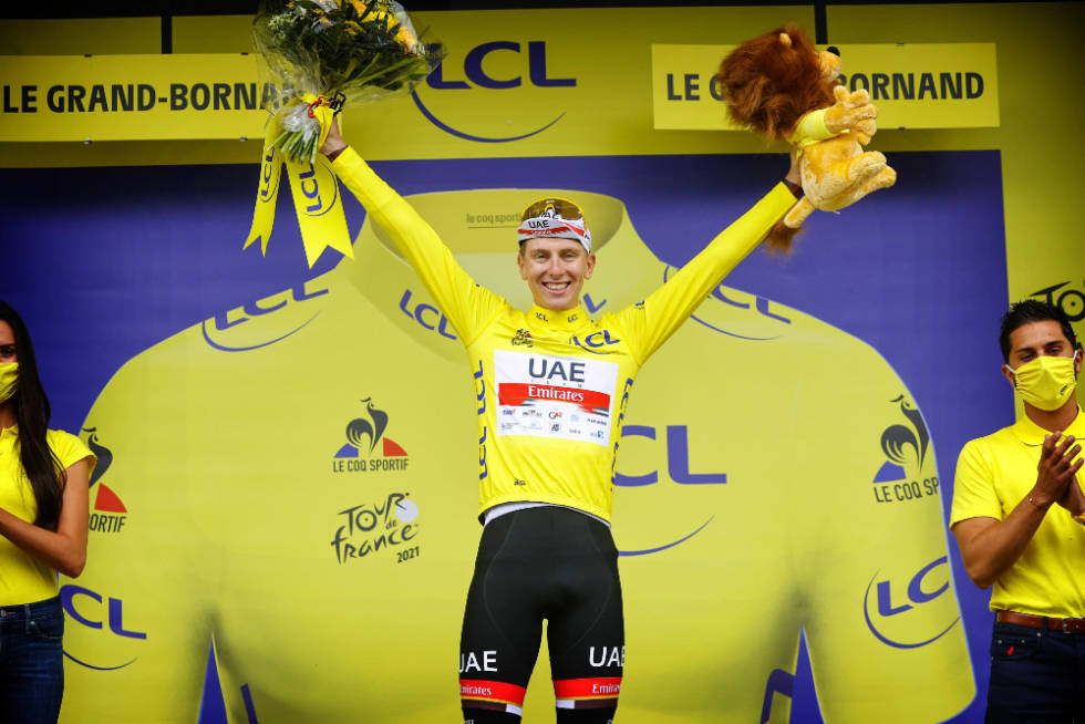 I GULT: Tadej Pogacar kan ikle seg den gule trøyen for andre gang i karrieren. Foto: Cor Vos tadej pogacar, tour de france(3)