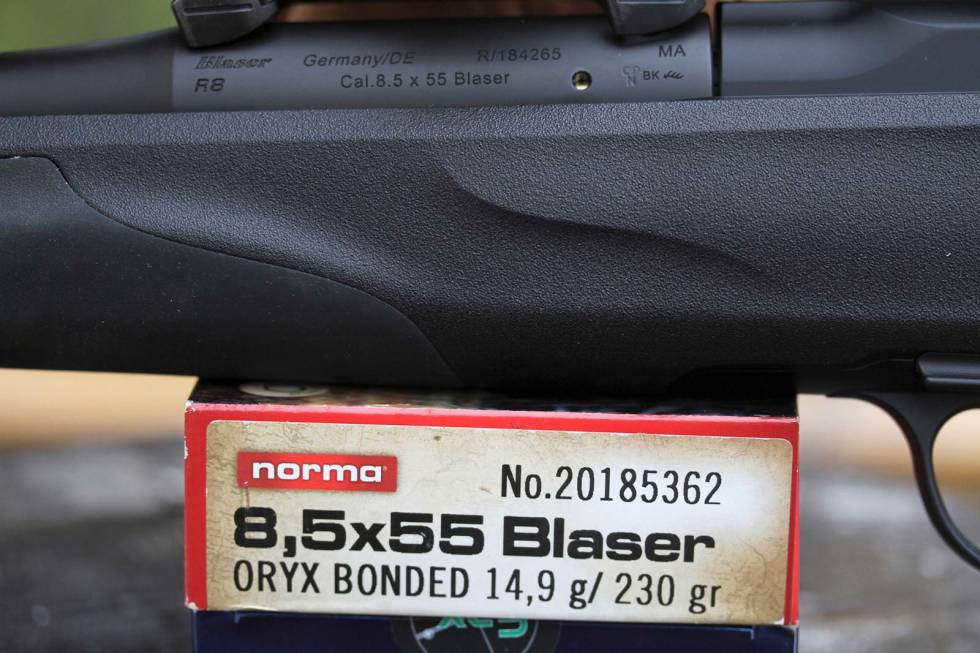 Klassiker: Blaserpatronen blir også ladet med Normas storviltkule 230 grs Oryx. Test-av-8,5-x-55-Blaser-2