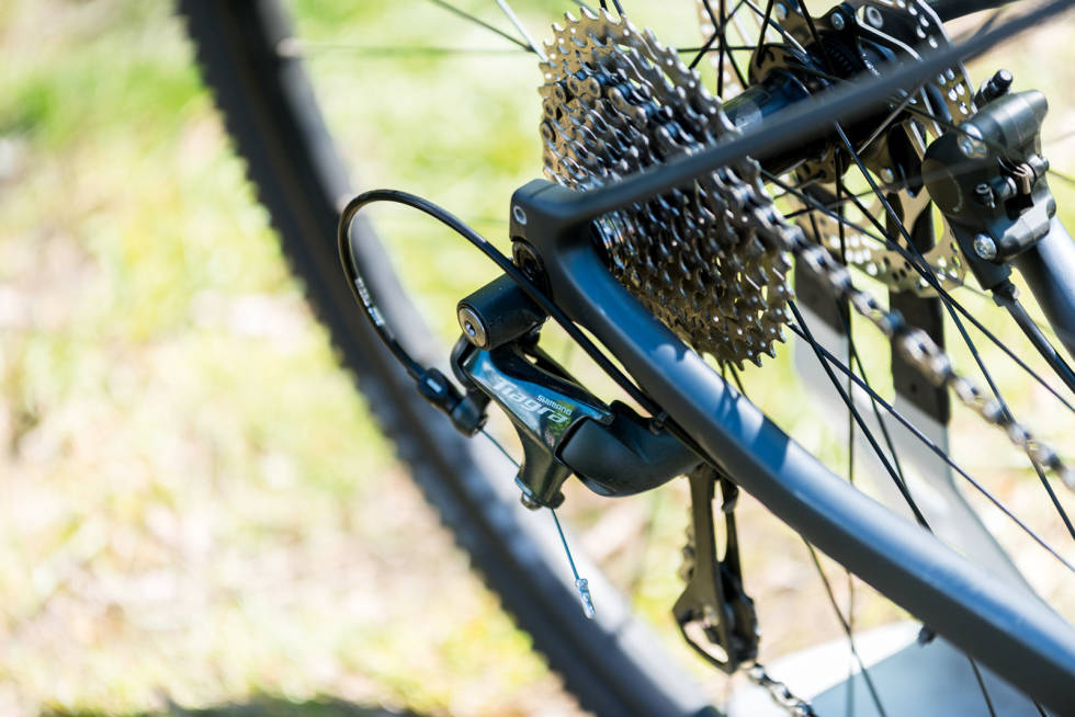 NEDGRADERT: GT Grade Crb Elite er i 2020 satt med Shimanos todelte Tiagra-gruppe. En nedgradering i forhold til fjorårets 105-gruppe. Test-av-GT-Grade-Crb-Elite-3