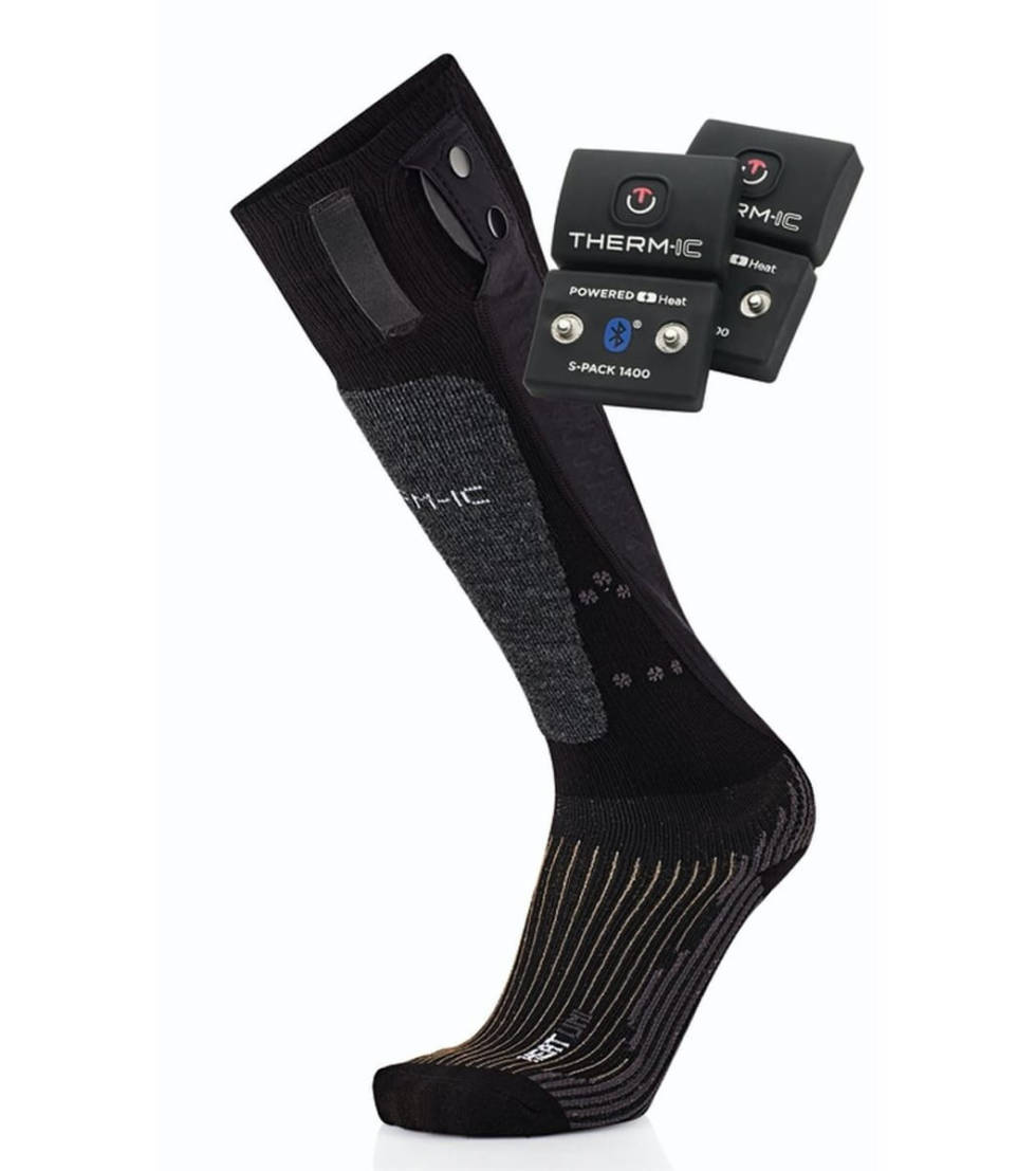 APP OG STØRRE VARMEFLATER: Hotronic sin variant har et større område som avgir varme enn konkurrentene. Therm-Ic Ic Sock Set Uni S-1400b