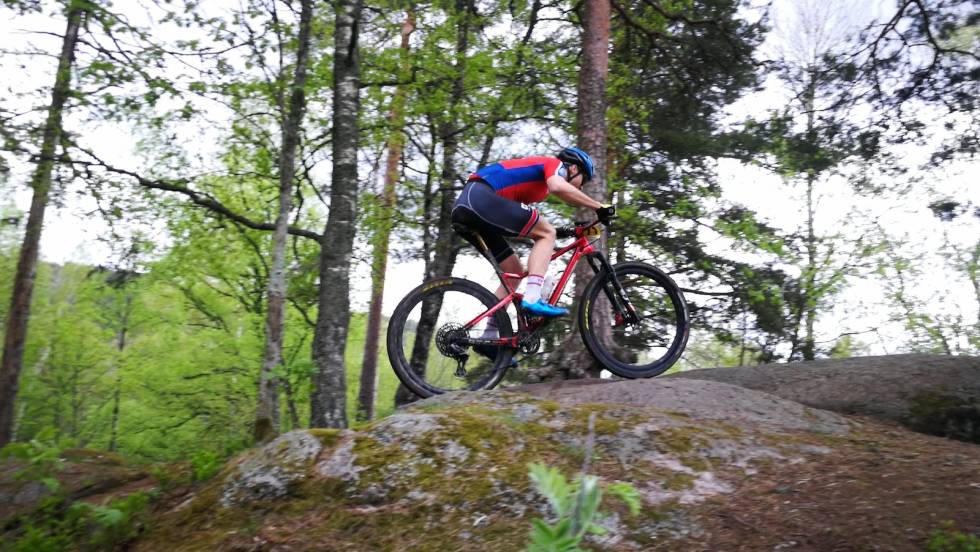 RASK: Torjus Bern Hansen var raskest av menn senior i testrittet på Skullerud, men måtte se seg slått av junioren Martin Farstadvoll. Foto: Anders Seim Torjus Bern Hansen var raskest av menn senior i testrittet på skullerud