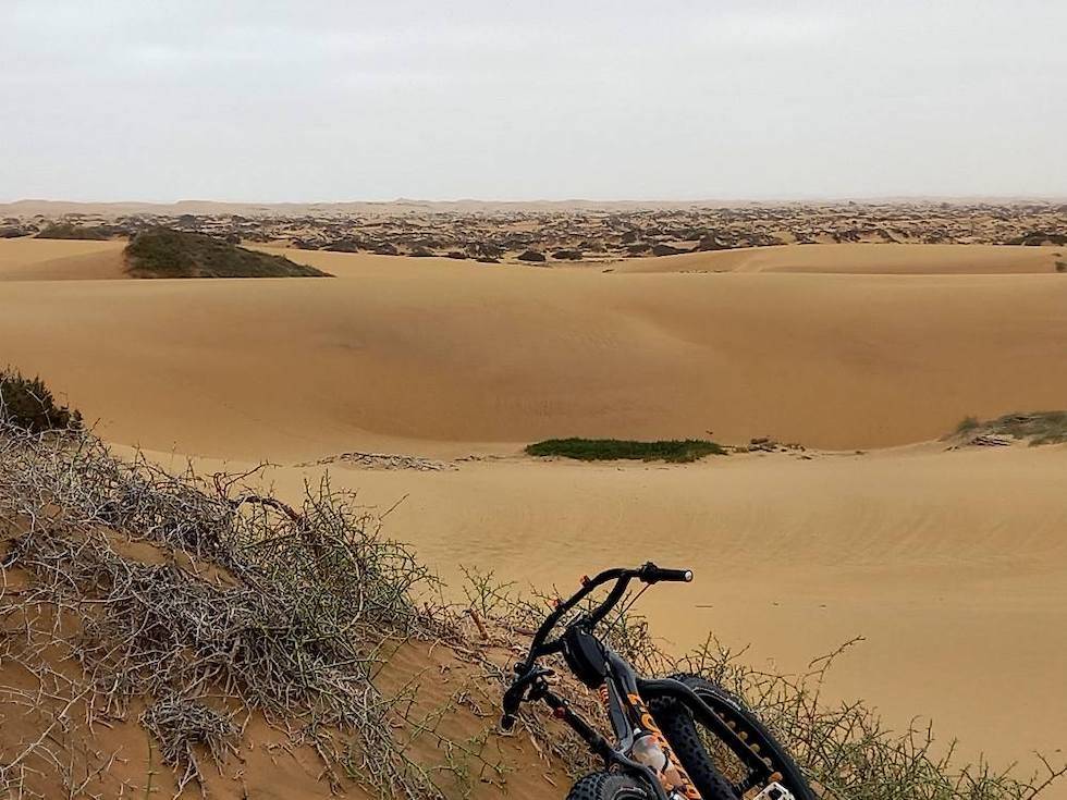 NAMIBIA: Torsten Herrmann syklet sine 50 kilometer under Fat Viking Global Edition i Nambias sandørken. Foto: Torsten Herrmann Fat Viking Global Edition