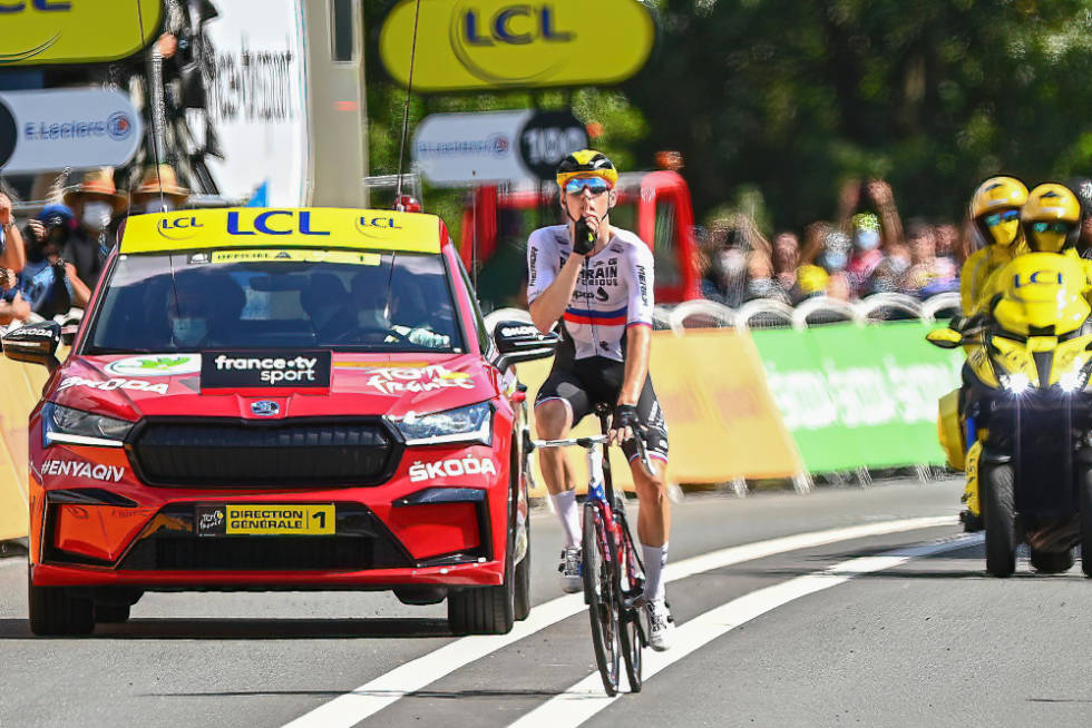 HYSJET: Matej Mohoric sendte en klar beskjed til kritikerne da han vant den 19. etappen. Foto: Cor Vos tour de france, bahrain-victorious, matej mohoric