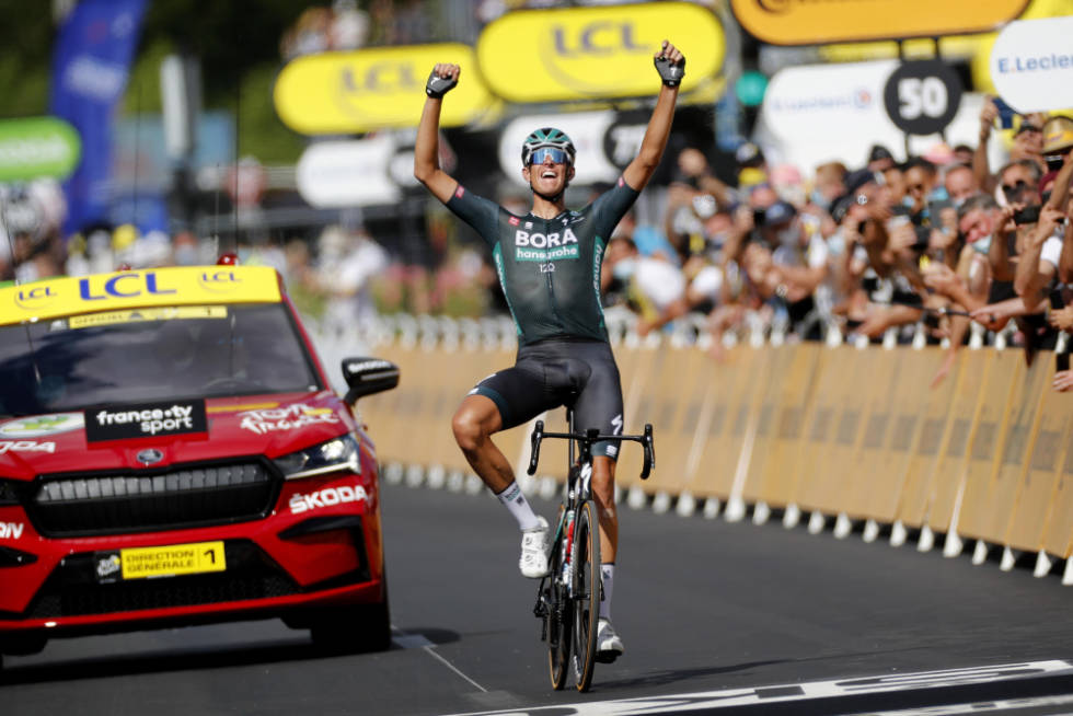 VANT: Nils Politt viste seg som den sterkeste fra bruddet på den 12. etappen. Foto: Cor Vos tour de france, nils politt(1)