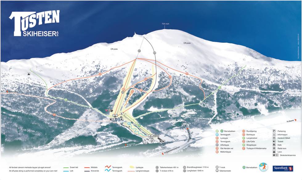 Stort snaufjell merket som offpisteområde i Tusten skiheiser ovenfor Molde. Molde tusten skiheiser vestlandet årø frikjøring Tuv alpint snowboard fri flyt guide snowboard ski freeride