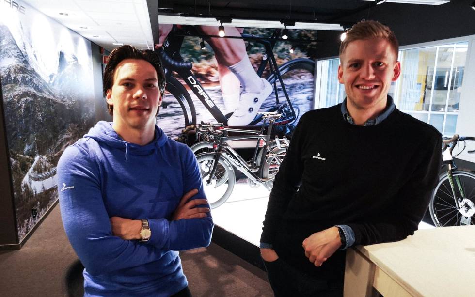 KJØPMENN: Martin Olsen (t.v) og Magne Haugland er de som i dag drifter Dare Bikes i Norge. martin olsen magne haugland