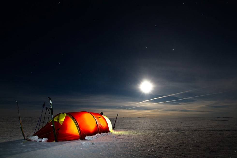 VINTERCAMP: Fra en påsketur med ski og telt på Hardangervidda. Foto: Jon Kolstø vintercamp