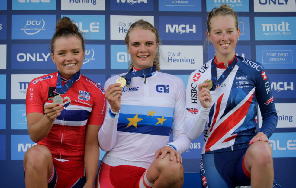 EM-SØLV: Andersen tok sølv i Herning i 2017 i u23-klassen. Foto: Cor Vos vm i flandern, u23, susanne andersen