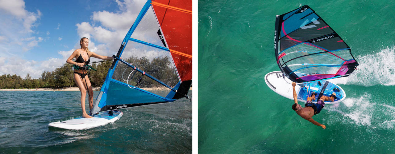 STØRRE BRUKSOMRÅDE: Selv om brettet er laget for nybegynnere, betyr det ikke at du kan ta det med videre når du blir flinkere til å windsurfe. Bilde: Fanatic Et nybegynner brett som funker til viderekommen